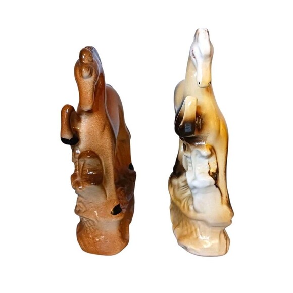 Vintage SET OF 2 Prancing Horse Lusterware Figurines Brown Cream Ceramic Brazil - Picture 3 of 5